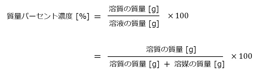 質量パーセント濃度の計算方法